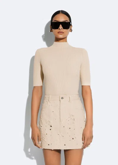 Lapointe Cotton Wool Turtleneck Tee In Neutral