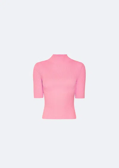 Lapointe Cotton Wool Turtleneck Tee In Pink