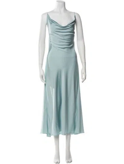 Pre-owned Lapointe Cowl Neck Long Dress In Blue