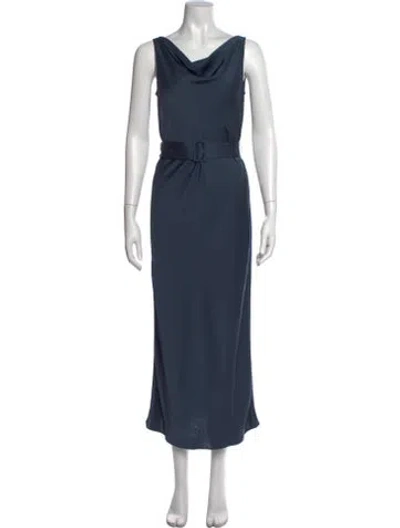 Pre-owned Lapointe Cowl Neck Long Dress In Blue