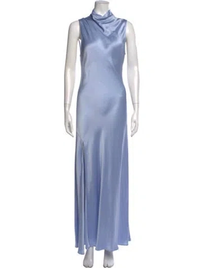 Pre-owned Lapointe Cowl Neck Long Dress In Blue