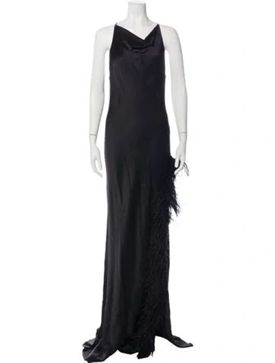 Pre-owned Lapointe Cowl Neck Long Dress In Blue