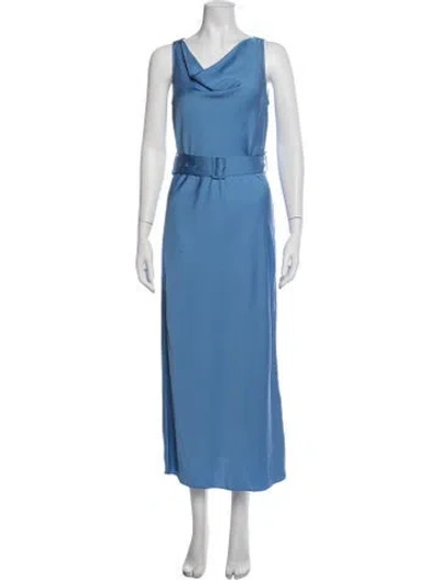 Pre-owned Lapointe Cowl Neck Long Dress In Blue