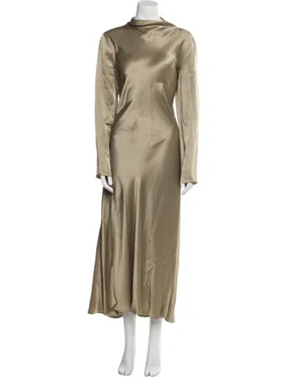 Pre-owned Lapointe Cowl Neck Long Dress In Green