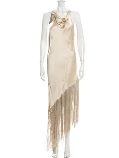 Pre-owned Lapointe Cowl Neck Long Dress In Neutral