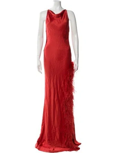 Pre-owned Lapointe Cowl Neck Long Dress In Orange