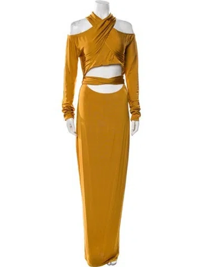 Pre-owned Lapointe Cowl Neck Long Dress W/ Tags In Yellow