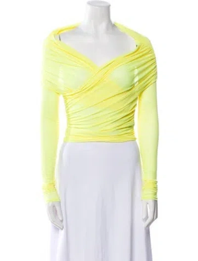 Pre-owned Lapointe Cowl Neck Long Sleeve Bodysuit W/ Tags In Yellow