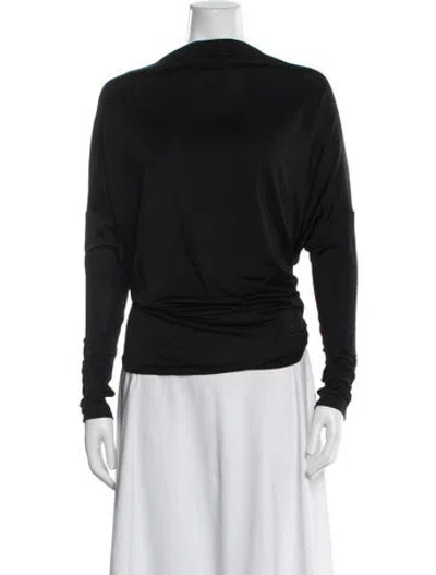 Pre-owned Lapointe Cowl Neck Long Sleeve Top In Black
