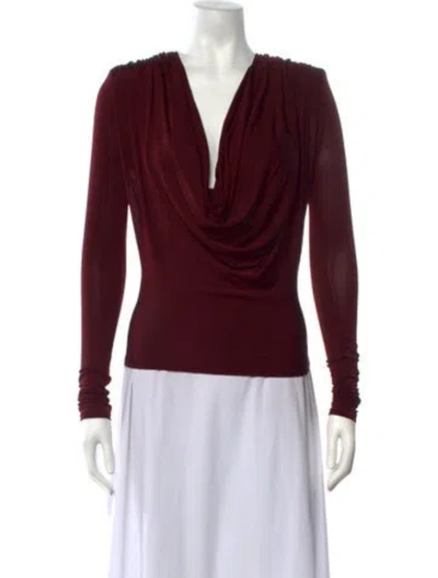 Pre-owned Lapointe Cowl Neck Long Sleeve Top In Burgundy