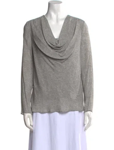 Pre-owned Lapointe Cowl Neck Long Sleeve Top In Gray