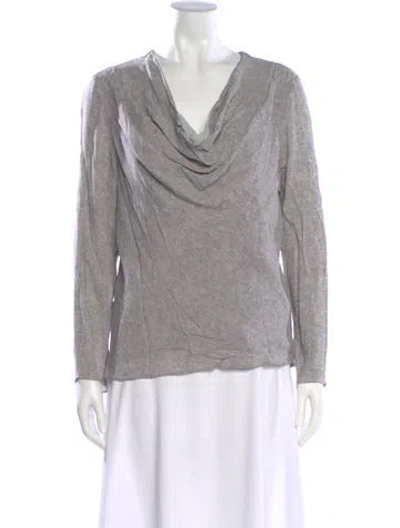 Pre-owned Lapointe Cowl Neck Long Sleeve Top In Gray