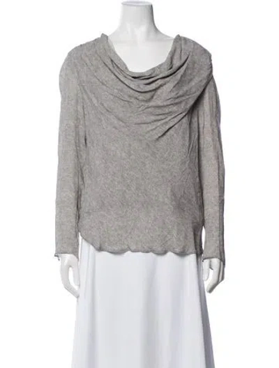 Pre-owned Lapointe Cowl Neck Long Sleeve Top In Gray