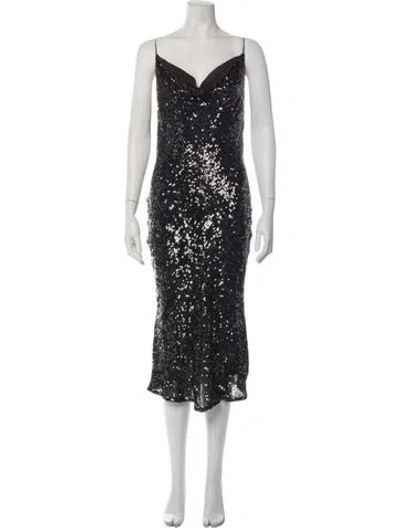 Pre-owned Lapointe Cowl Neck Midi Length Dress In Black