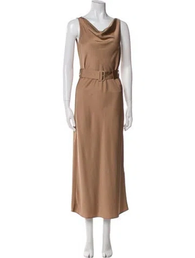 Pre-owned Lapointe Cowl Neck Midi Length Dress In Brown
