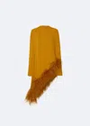 Lapointe Crepe Asymmetric Feather Tunic In Mustard