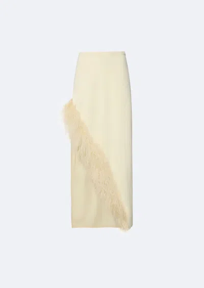Lapointe Crepe Feather Asymmetrical Skirt In Cream
