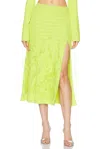 Lapointe Matte Viscose Skirt With Feathers In Lime