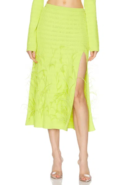 LAPOINTE CREPE MATTE VISCOSE FLARED OSTRICH MIDI SKIRT