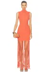 Lapointe Fringed Crepe Knit Mini Dress In Hot Coral