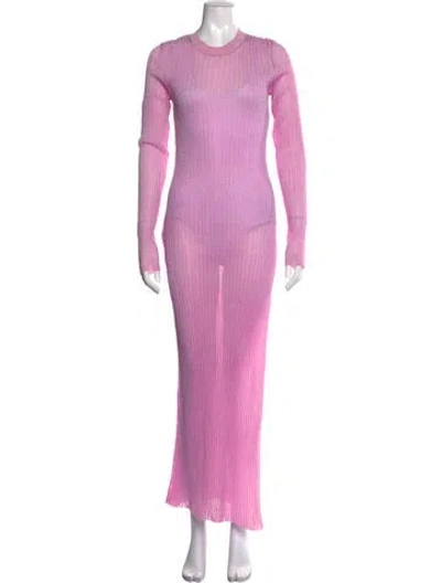 Pre-owned Lapointe Crew Neck Long Dress In Pink