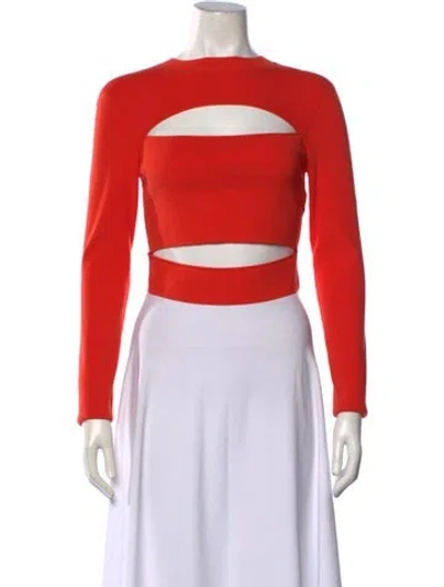 Pre-owned Lapointe Crew Neck Long Sleeve Crop Top In Orange