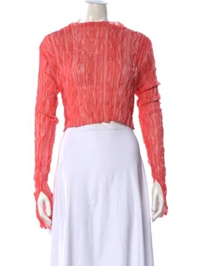 Pre-owned Lapointe Crew Neck Long Sleeve Crop Top In Pink