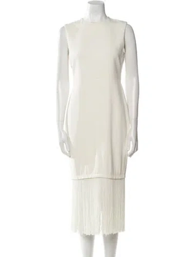 Pre-owned Lapointe Crew Neck Midi Length Dress In Neutral