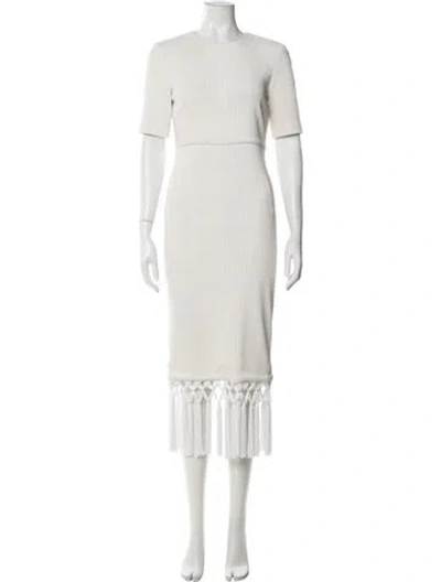 Pre-owned Lapointe Crew Neck Midi Length Dress In Neutrals