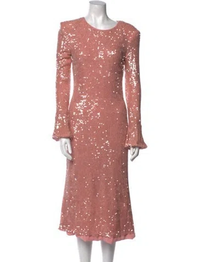 Pre-owned Lapointe Crew Neck Midi Length Dress In Pink