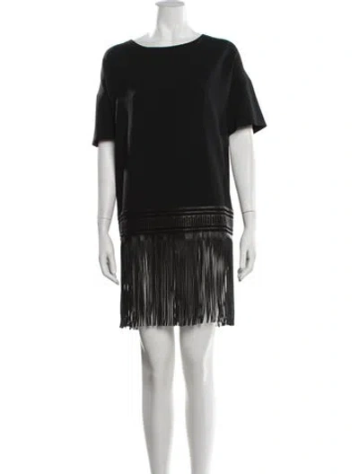 Pre-owned Lapointe Crew Neck Mini Dress In Black