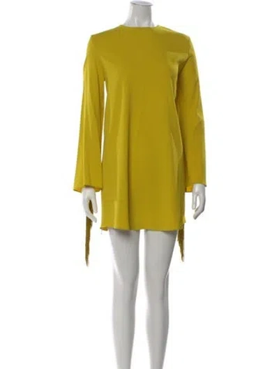 Pre-owned Lapointe Crew Neck Mini Dress In Yellow