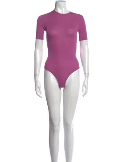 Pre-owned Lapointe Crew Neck Short Sleeve Bodysuit In Purple