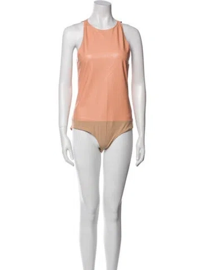 Pre-owned Lapointe Crew Neck Sleeveless Bodysuit In Neutral