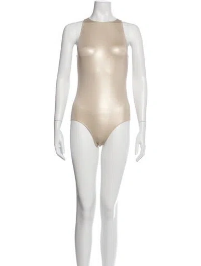 Pre-owned Lapointe Crew Neck Sleeveless Bodysuit In Neutral