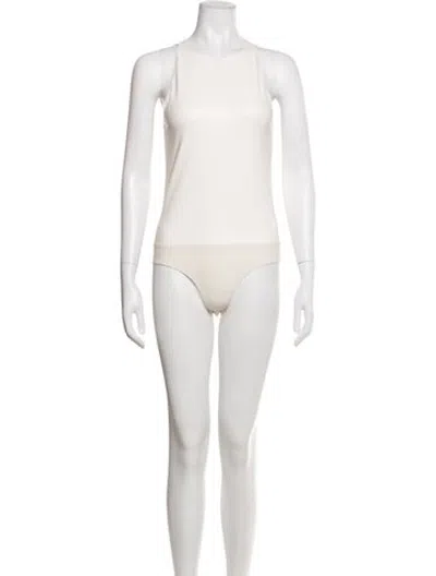 Pre-owned Lapointe Crew Neck Sleeveless Bodysuit In White