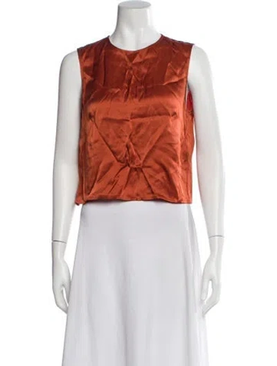 Pre-owned Lapointe Crew Neck Sleeveless Crop Top In Orange