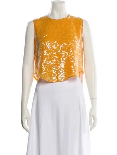 Pre-owned Lapointe Crew Neck Sleeveless Crop Top In Orange
