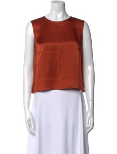 Pre-owned Lapointe Crew Neck Sleeveless Crop Top In Orange