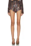 Lapointe Crinkle Snake Mini Short In Brown