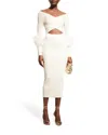 Lapointe Criss-cross Cutout Midi Dress W/ Feather Trim In Black