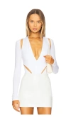 Lapointe Cut Out V Neck Bodysuit In 光纤白