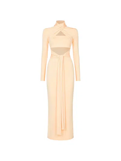 Lapointe Cutout Knotted Gown Maxi Dress In Neutral