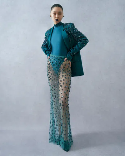 Lapointe Degradé Cluster Embellished Flare Skirt