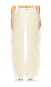 Lapointe Denim Pant With Feathers