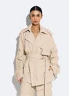 Lapointe Distressed Denim Short Trench In Ecru