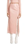 Lapointe Draped Satin Midi Slit Skirt In Sand