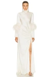 Lapointe Doubleface Satin Bias Tab Slit Maxi Dress In Cream