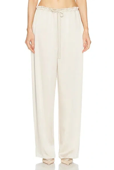 Lapointe Doubleface Satin Drawstring Side Pocket Pant In Sand