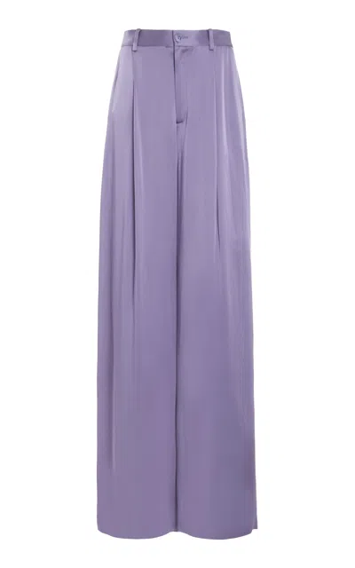 Lapointe Women's Doubleface Satin Pleated Pants In Purple